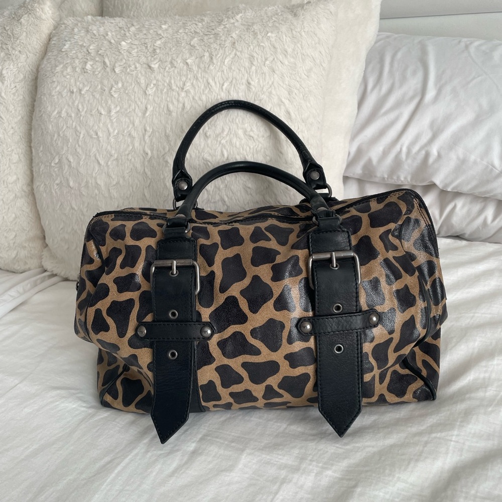 DANIELA Leopard Print Purse w/ Black Leather Accents
